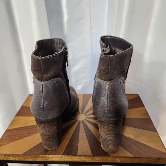 Sam Edelman Size 9.5 M Gray Suede Boots Franklin Distressed Heeled Ankle Bootie - Picture 8 of 16